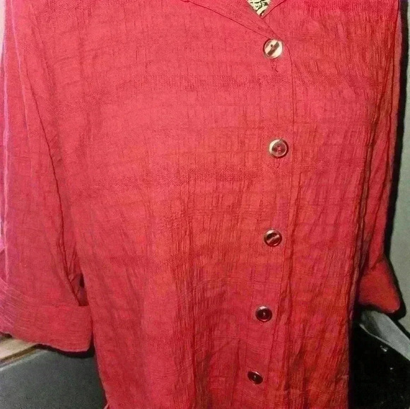 Rebecca Malone Womans 3/4 Sleeve Red Blouse Size Xl - Picture 2 of 11